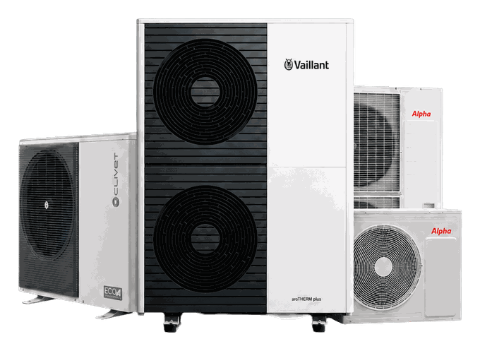 A range of air source heat pump outdoor units